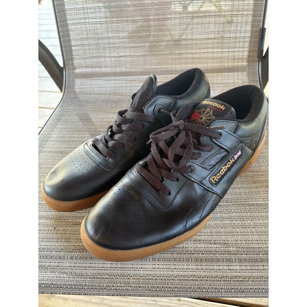 Reebok Workout Low Classic Black Gum Leather Men’s 11 Retro Trainer